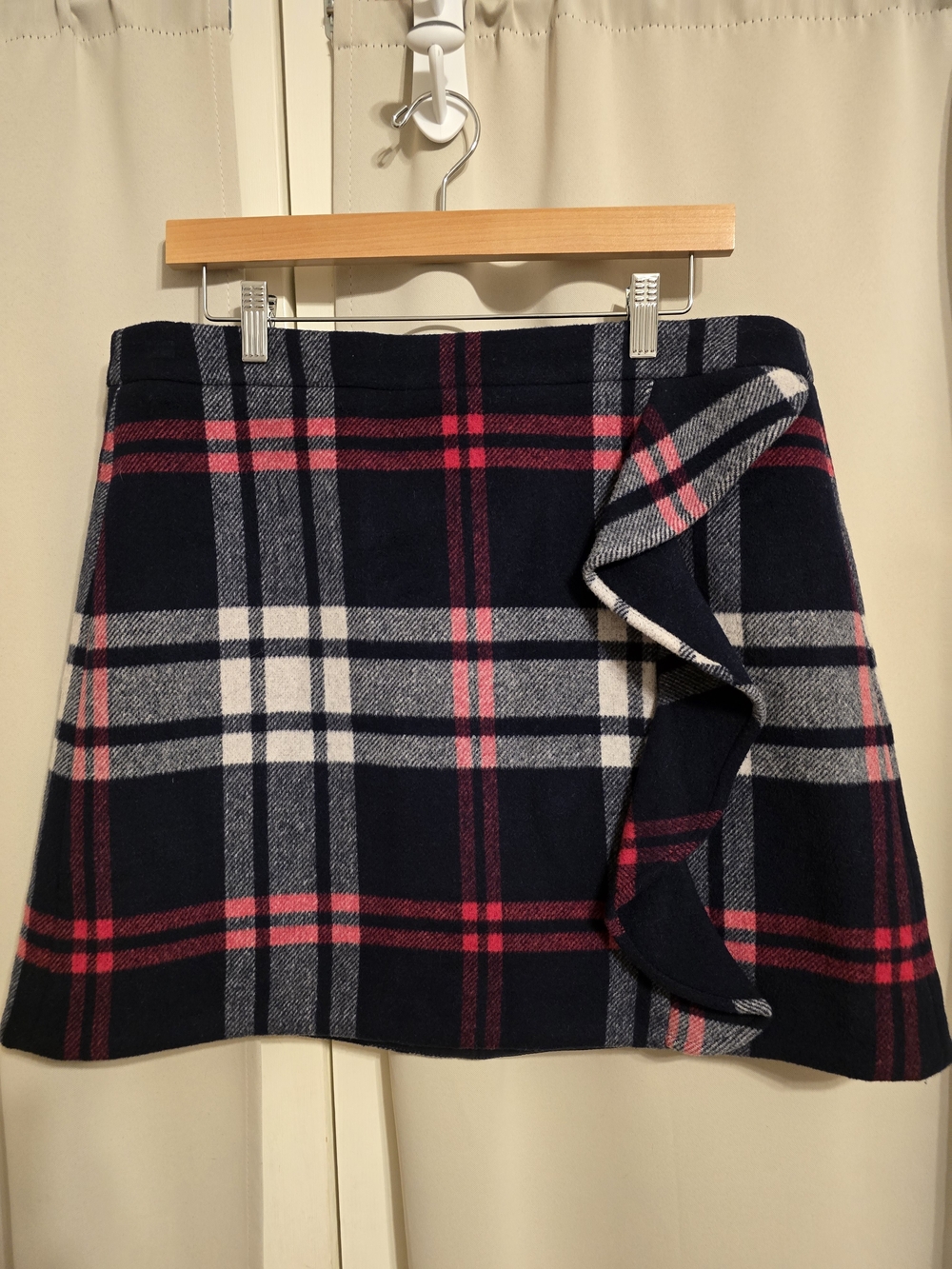 J.Crew Plaid Wool Blend Ruffle Mini Skirt Size 14